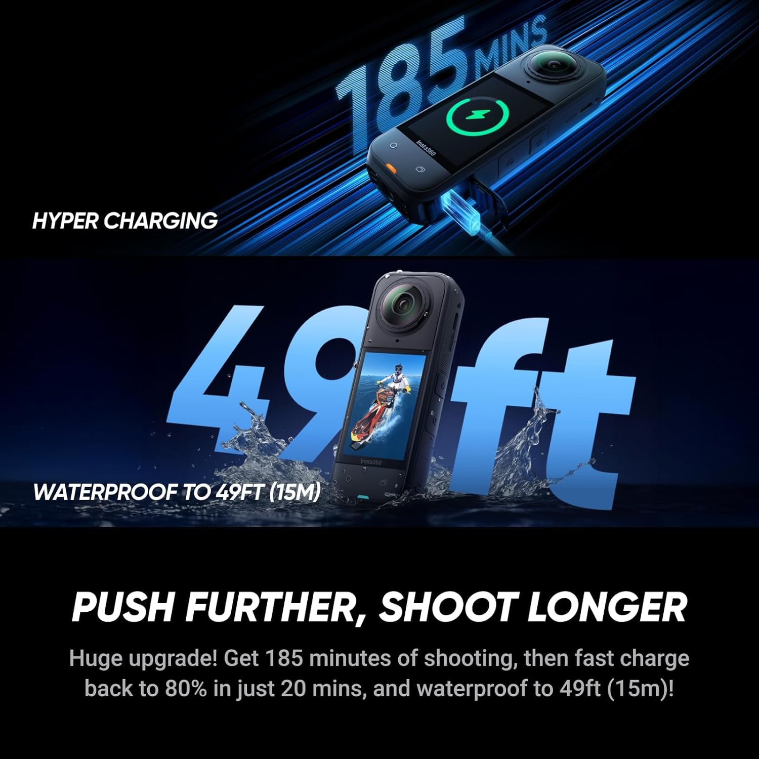 insta360 X5 Essentials Bundle - Waterproof 8K 360° Action Camera, Leading Low Light, Invisible Selfie Stick Effect, Rugged and Replaceable Lens, 3-Hour Battery, Built-in Wind Guard, Stabilization