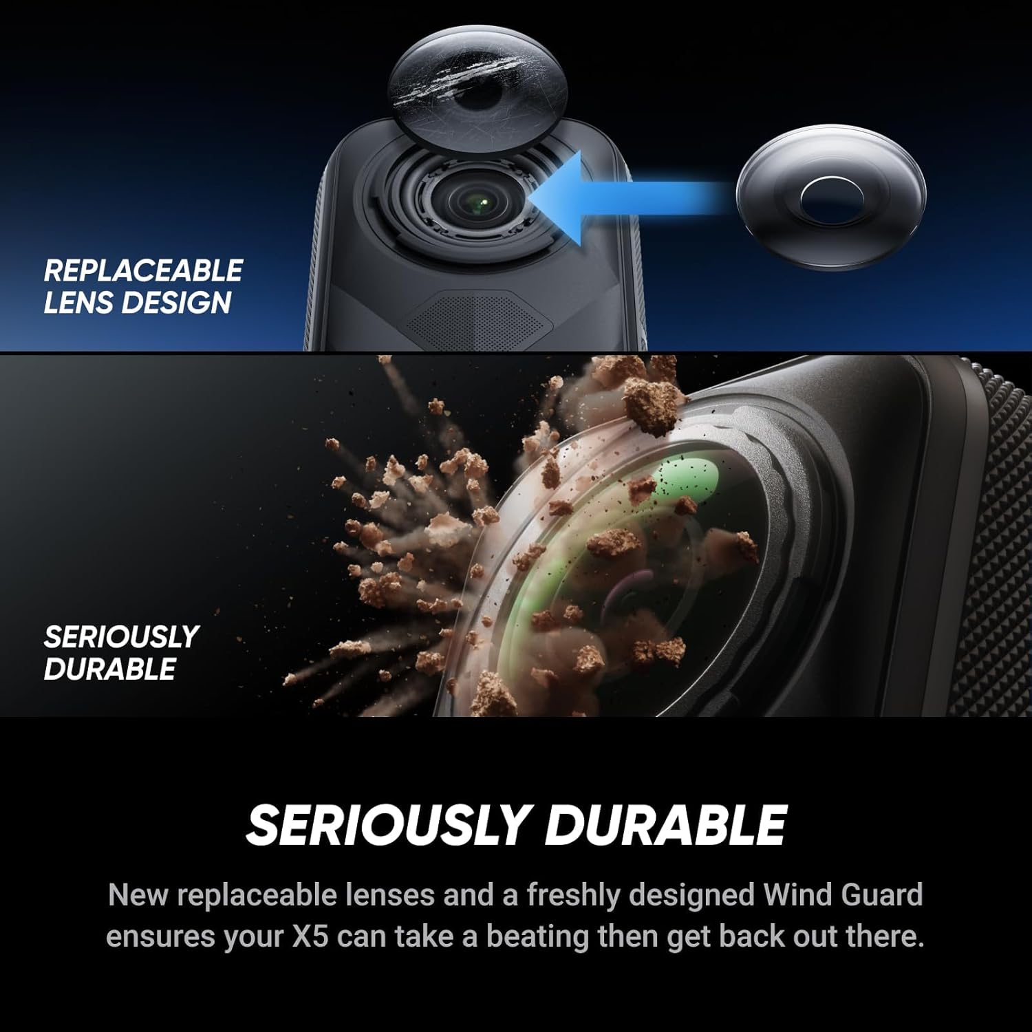 insta360 X5 Essentials Bundle - Waterproof 8K 360° Action Camera, Leading Low Light, Invisible Selfie Stick Effect, Rugged and Replaceable Lens, 3-Hour Battery, Built-in Wind Guard, Stabilization