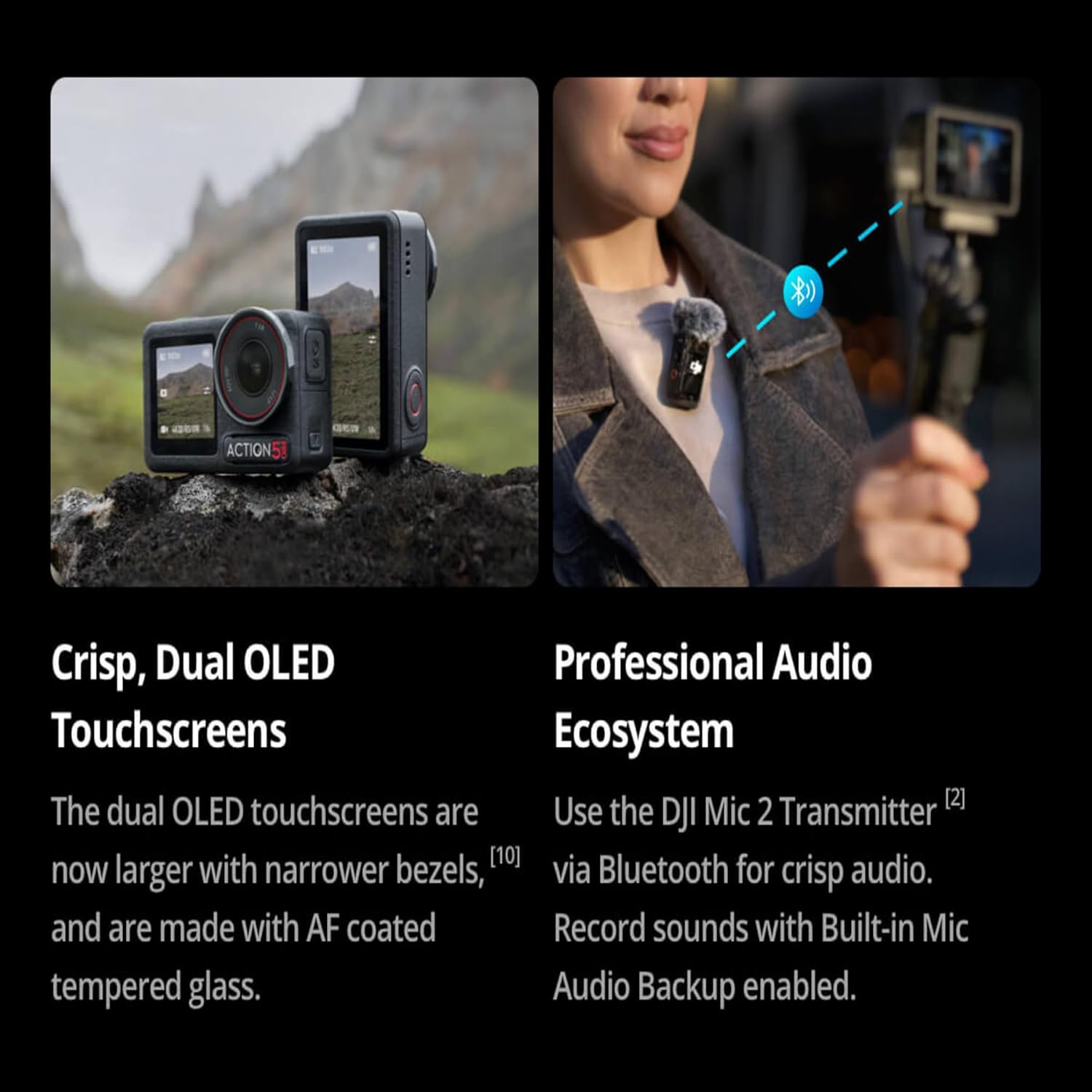 DJI Action 2 Dual Screen Combo -12Mp Digital Zoom Action Camera with Front Touchscreen, 4K Recording Upto 120 Fps& 155° Fov, Portable& Wearable,10M Waterproof,Black