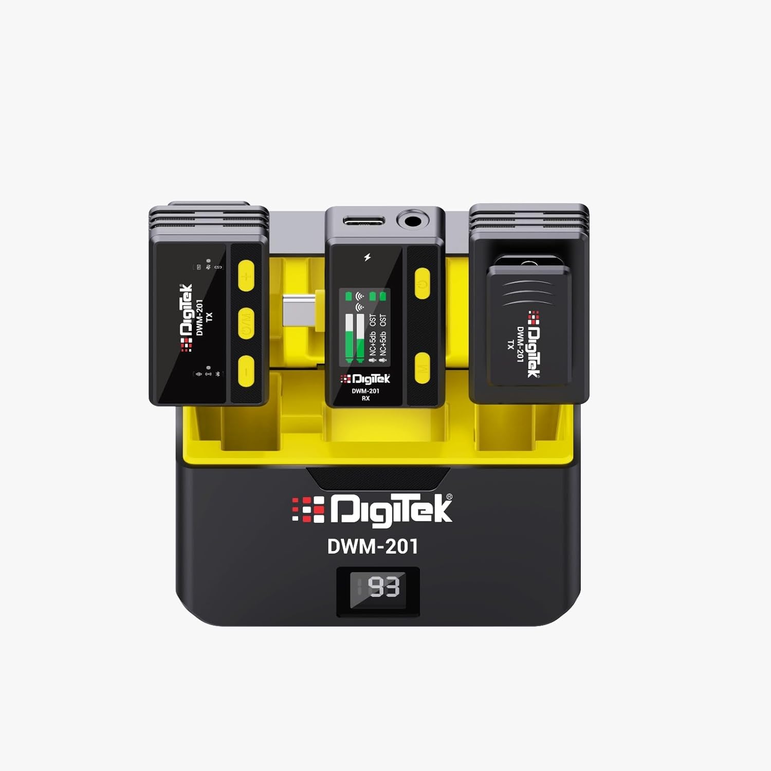 Digitek DWM-201 Wireless Microphone System with Remote & Noise Cancellation, 12 Sound Effects, 3 Voice Modes, 50m Range, Use with iPhoneAndroid & DSLR Camera for Vlogs, Interview & Podcasts