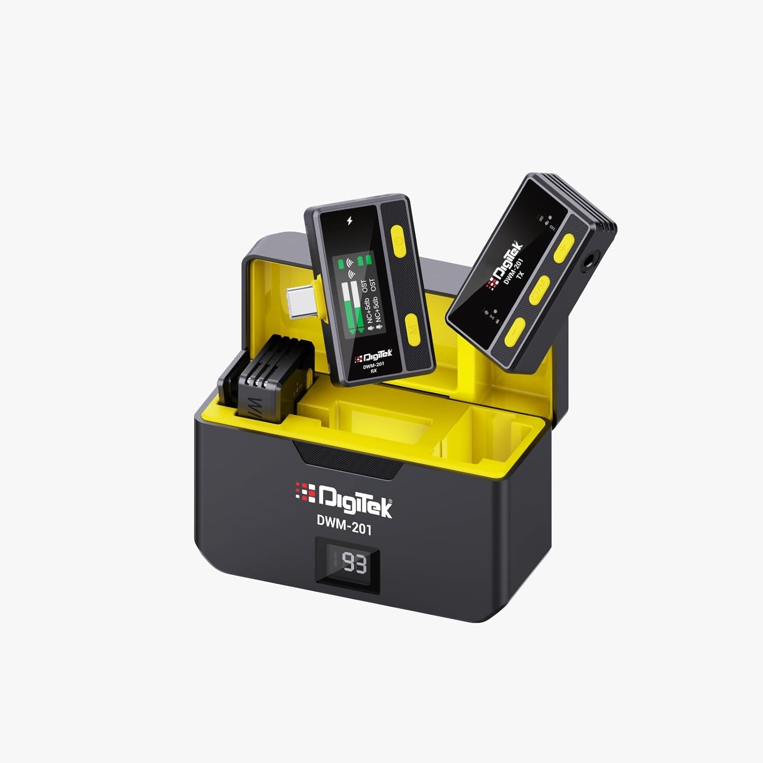 Digitek DWM-201 Wireless Microphone System with Remote & Noise Cancellation, 12 Sound Effects, 3 Voice Modes, 50m Range, Use with iPhoneAndroid & DSLR Camera for Vlogs, Interview & Podcasts