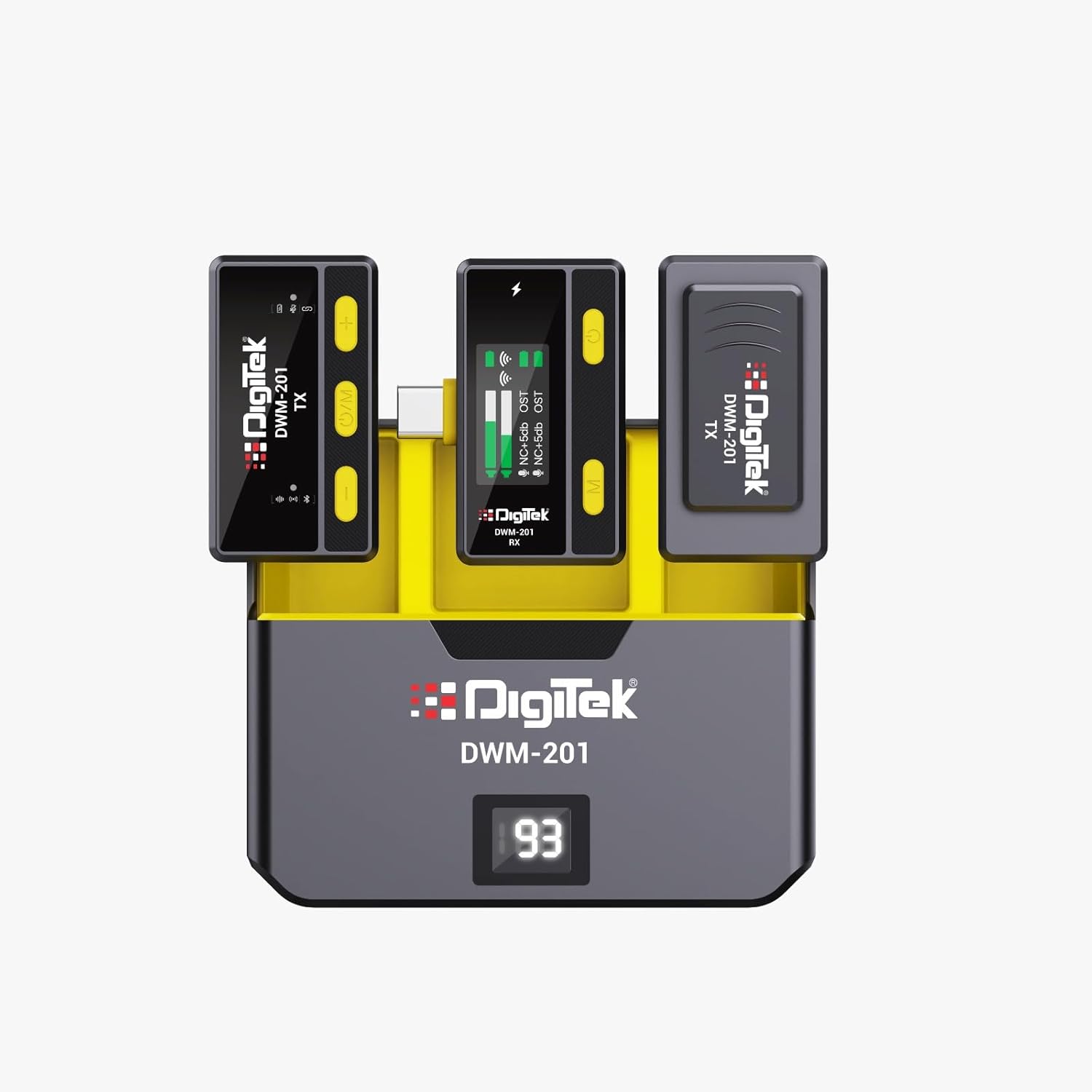 Digitek DWM-201 Wireless Microphone System with Remote & Noise Cancellation, 12 Sound Effects, 3 Voice Modes, 50m Range, Use with iPhoneAndroid & DSLR Camera for Vlogs, Interview & Podcasts