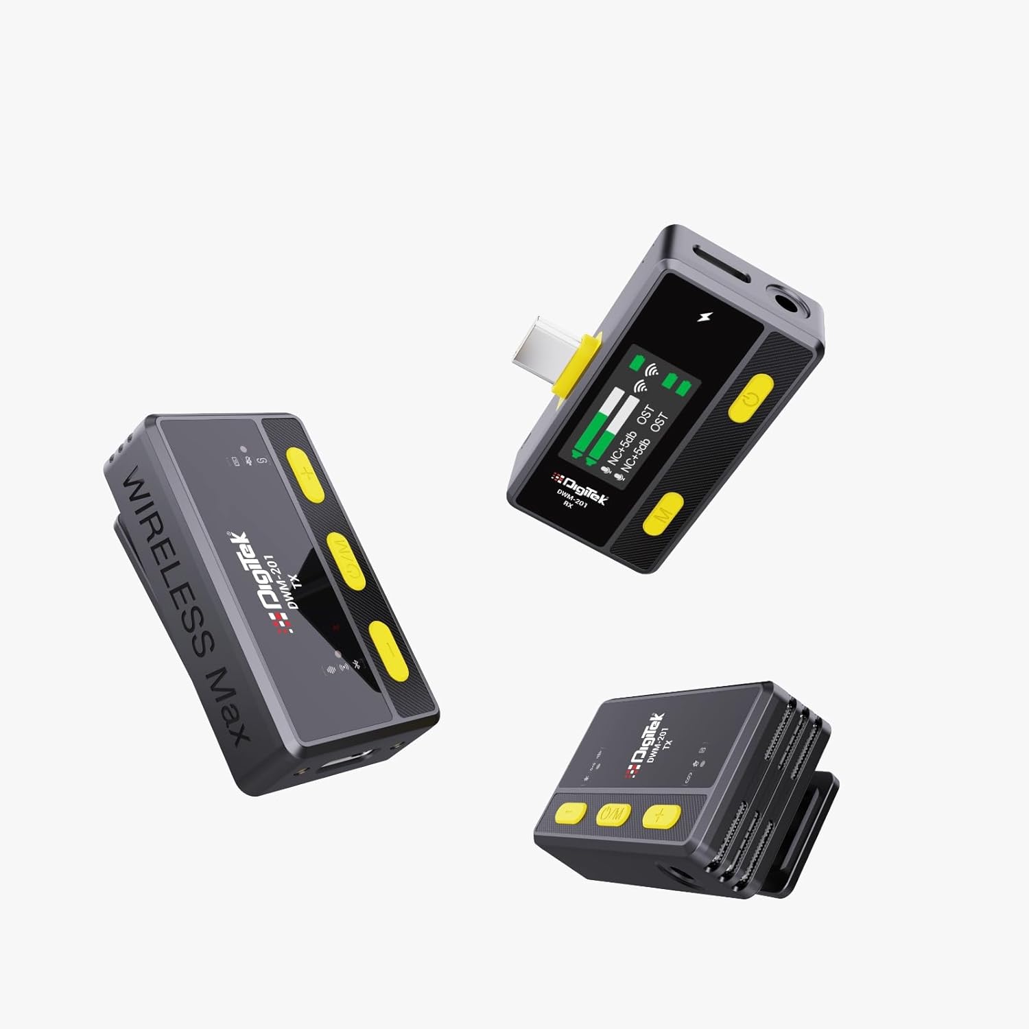 Digitek DWM-201 Wireless Microphone System with Remote & Noise Cancellation, 12 Sound Effects, 3 Voice Modes, 50m Range, Use with iPhoneAndroid & DSLR Camera for Vlogs, Interview & Podcasts
