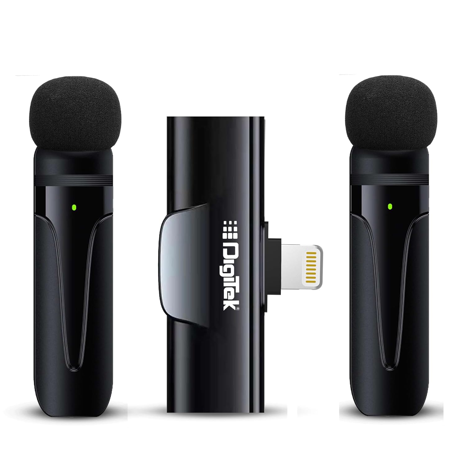 DIGITEKยฎ (DWM 004) Wireless Microphone with Receiver Set, 2 Mics + 1 Receiver, Lightning Connector, 4 Hours Working Time, 10m Wireless Range, for Audio Recording, Live Streaming, Video Recording