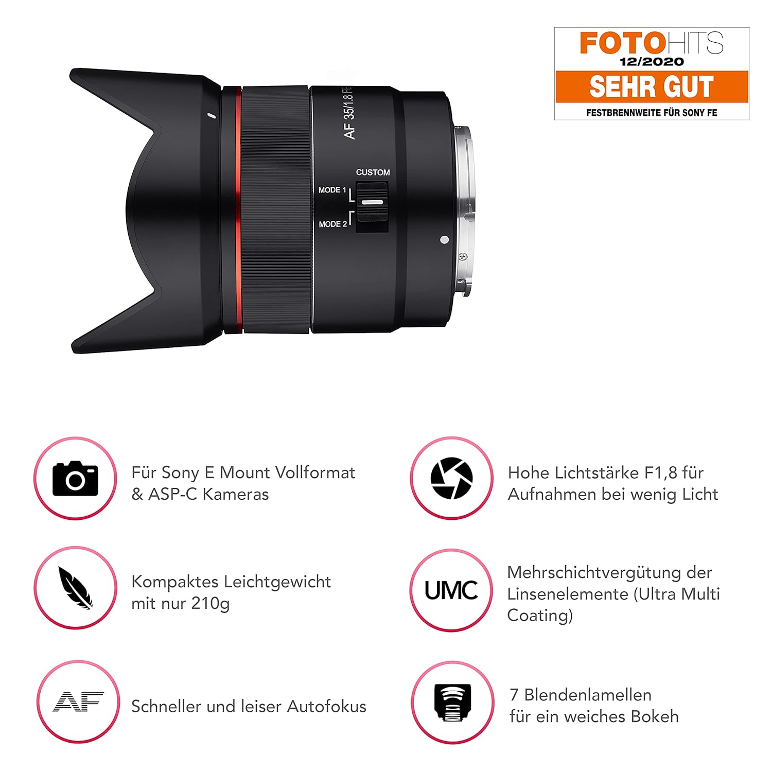 Samyang AF 35mm F1.8 Sony FE Auto Focus Lens (Black)