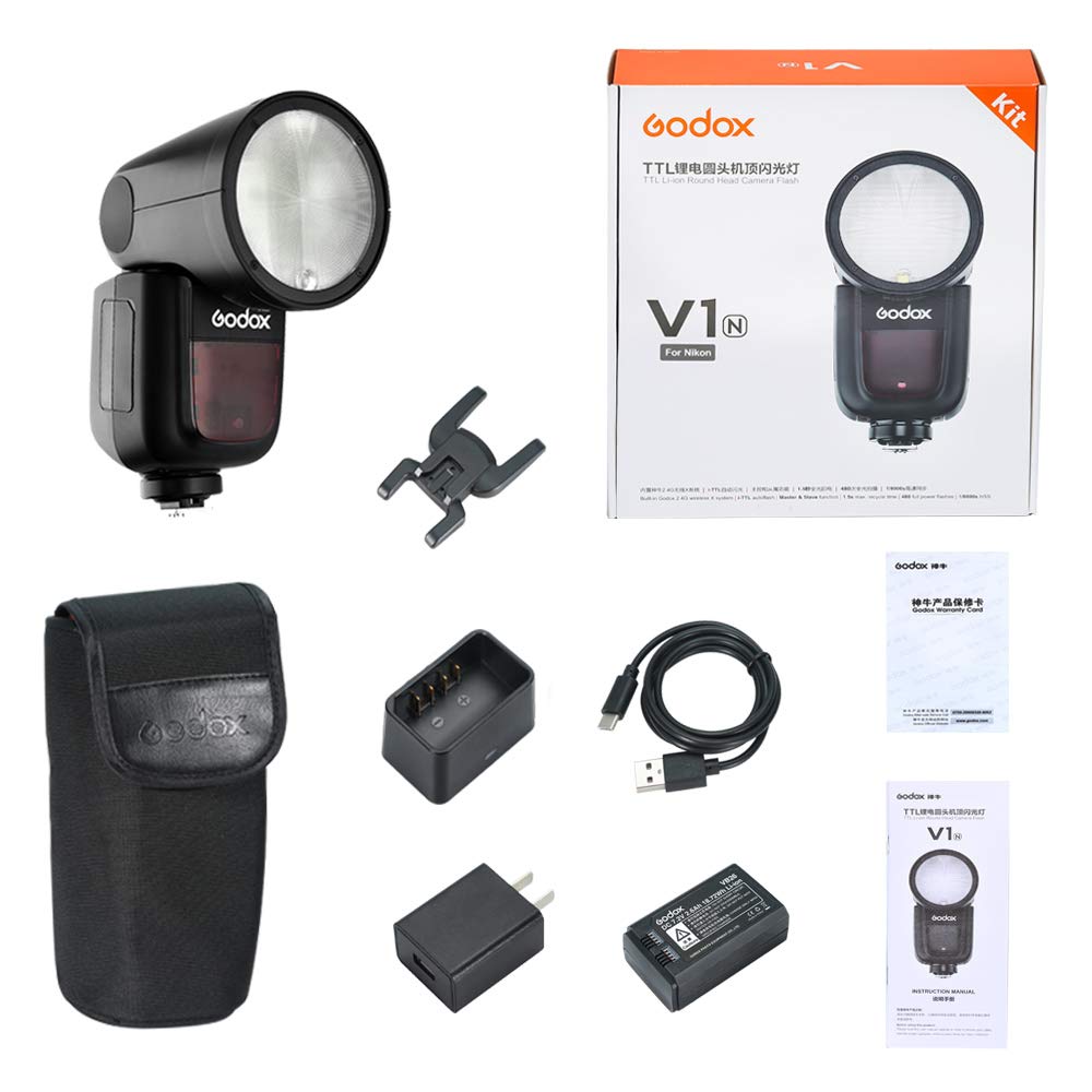 Godox V1-N Round Head Camera Flash Speedlite Flash for Nikon DSLR Camera
