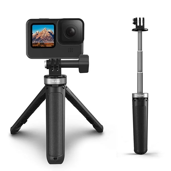 Aluminum selfie stick with ball head for action cameras