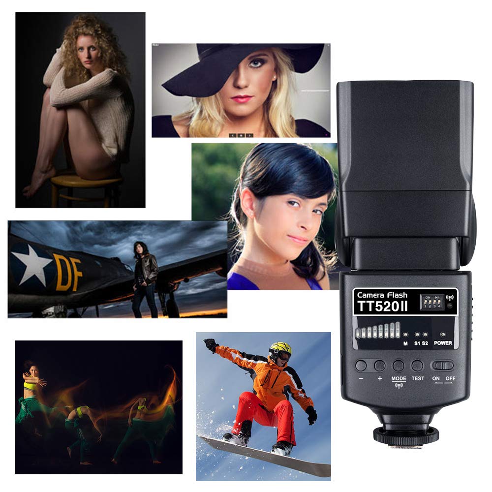 Godox TT520ii Flash Speedlite Sync 5600k GN33 433Hz 0.1-5s Recycle Time Compatible for Canon Nikon Pentax Olympus Fuji DSLR Cameras