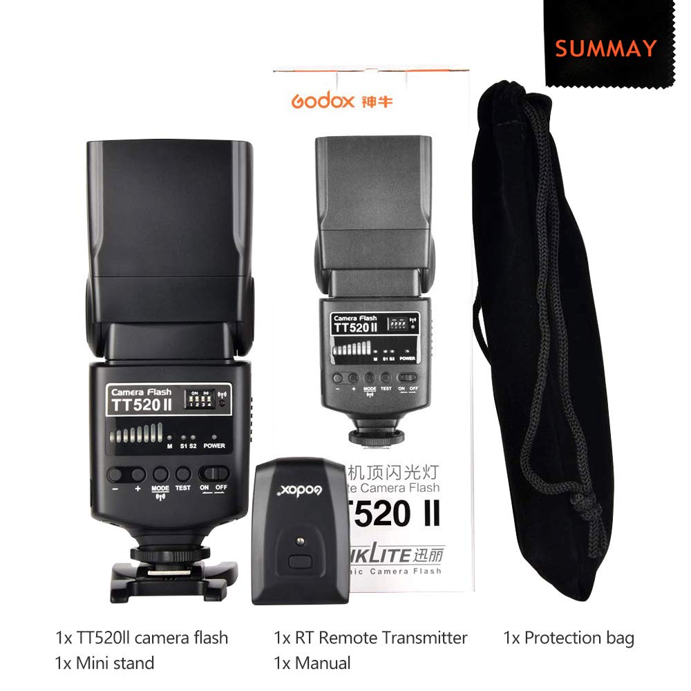 Godox TT520ii Flash Speedlite Sync 5600k GN33 433Hz 0.1-5s Recycle Time Compatible for Canon Nikon Pentax Olympus Fuji DSLR Cameras