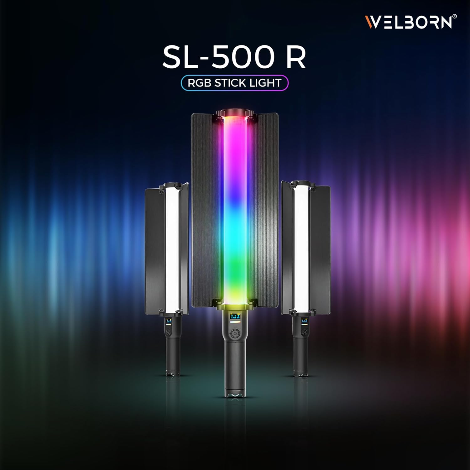 Welborn SL500R-60W RGB LED Light Stick with App Control & Handheld Portable Wand