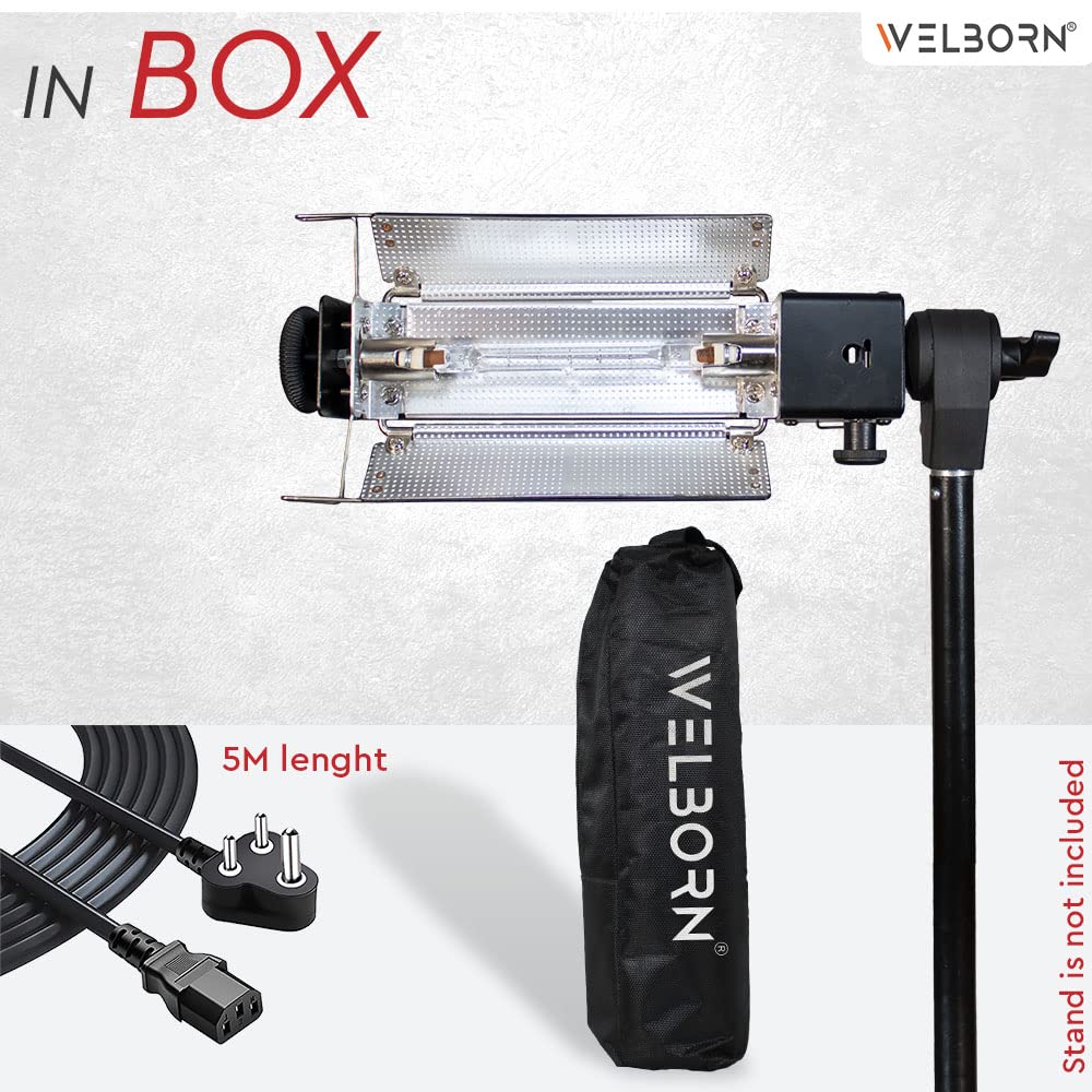 WELBORN Porta Umbrella Video Light for Still Video Photography Portable Studio with 5 Meter Wire, 1000W Light Tube