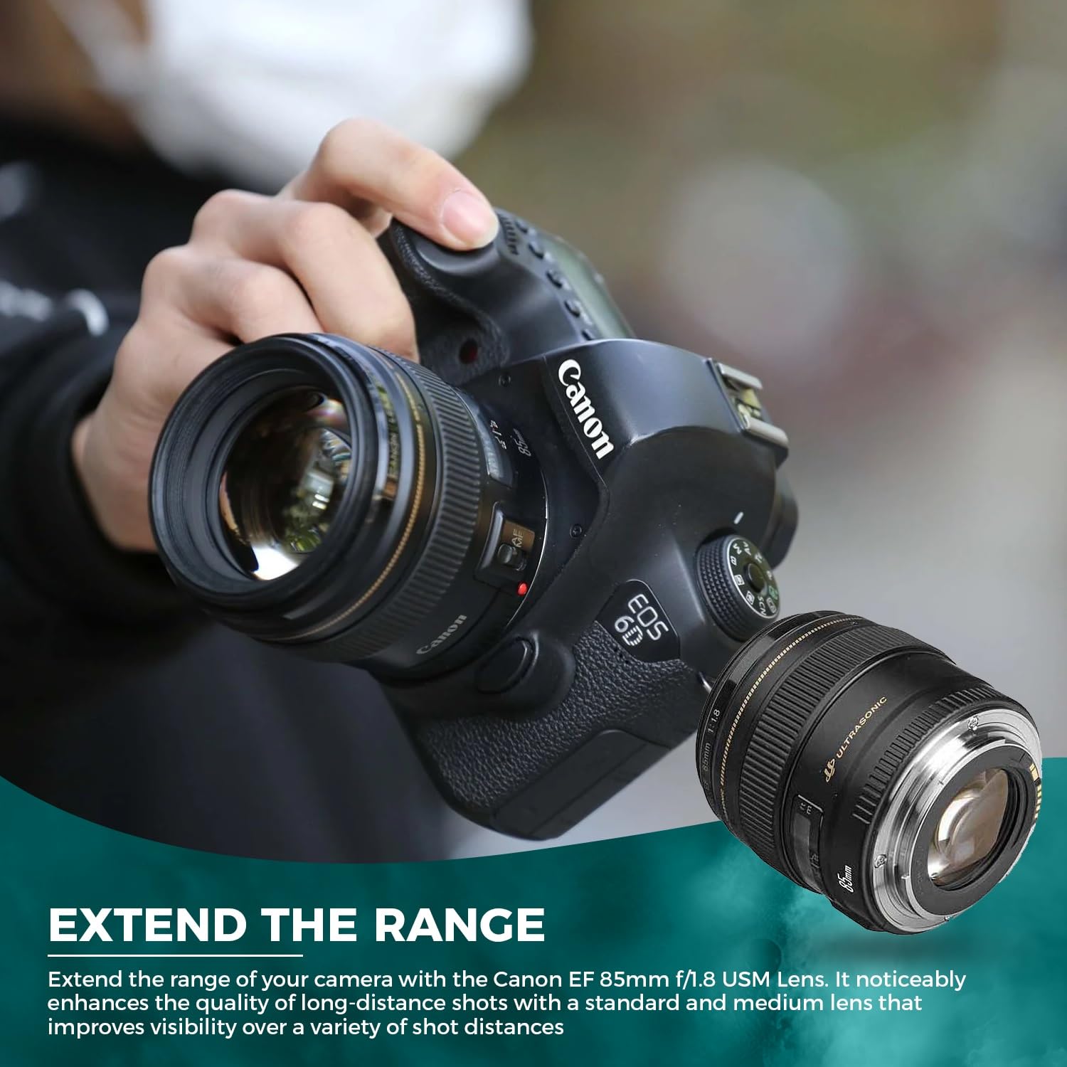 Canon EF 85mm f1.8 USM Medium Telephoto Lens for Canon SLR Cameras - Black