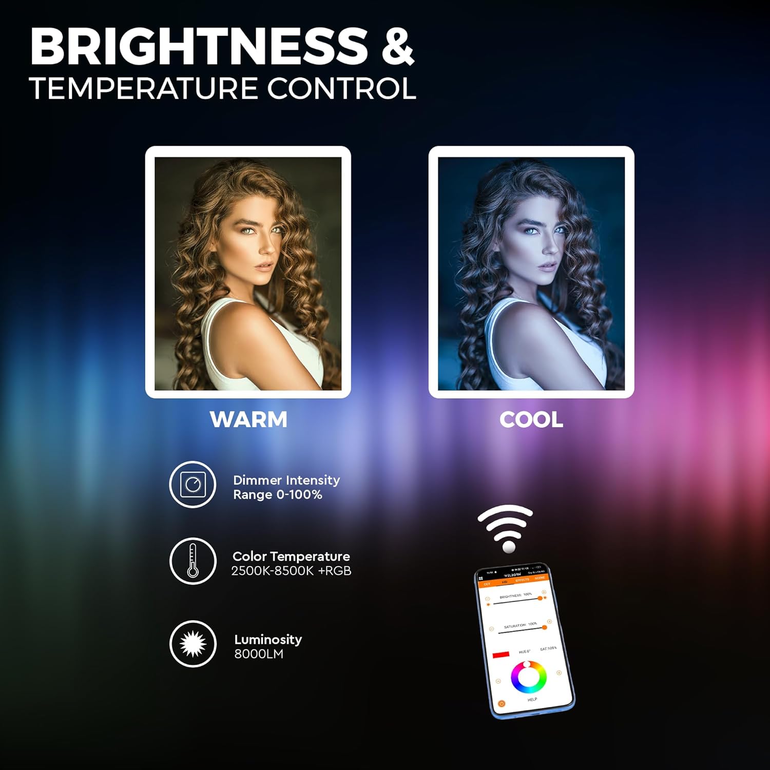 Welborn SL500R-60W RGB LED Light Stick with App Control & Handheld Portable Wand