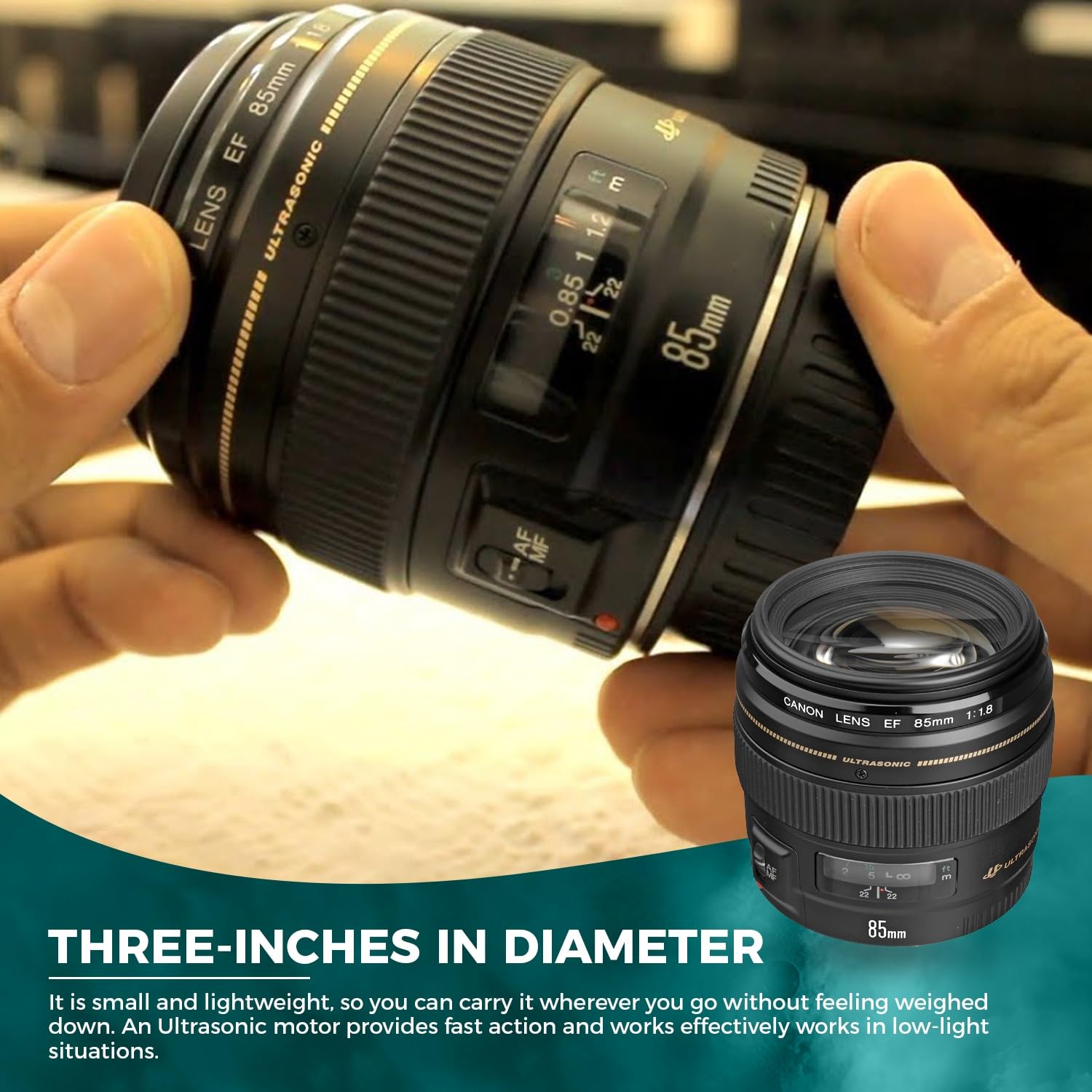 Canon EF 85mm f1.8 USM Medium Telephoto Lens for Canon SLR Cameras - Black