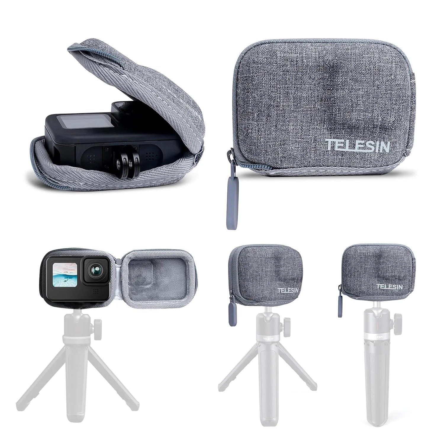 Portable Mini EVA case for GoPro Hero 12 11 10 9 Grey color