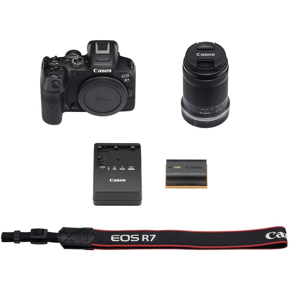 Canon EOS R7 32.5MP Mirrorless Camera with RF-S18-150mm Lens Kit  APS-C Sensor  4K 120P Video (Black)