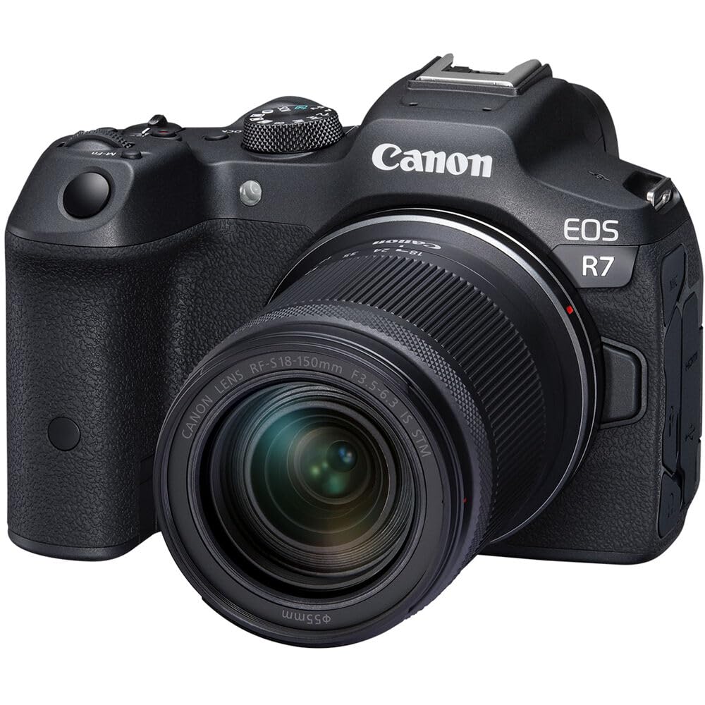 Canon EOS R7 32.5MP Mirrorless Camera with RF-S18-150mm Lens Kit  APS-C Sensor  4K 120P Video (Black)