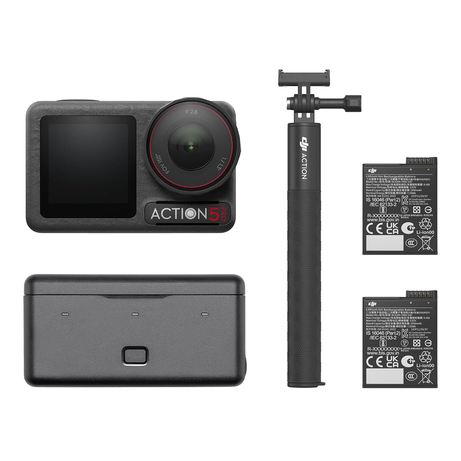 DJI Action 2 Dual Screen Combo -12Mp Digital Zoom Action Camera with Front Touchscreen, 4K Recording Upto 120 Fps& 155° Fov, Portable& Wearable,10M Waterproof,Black