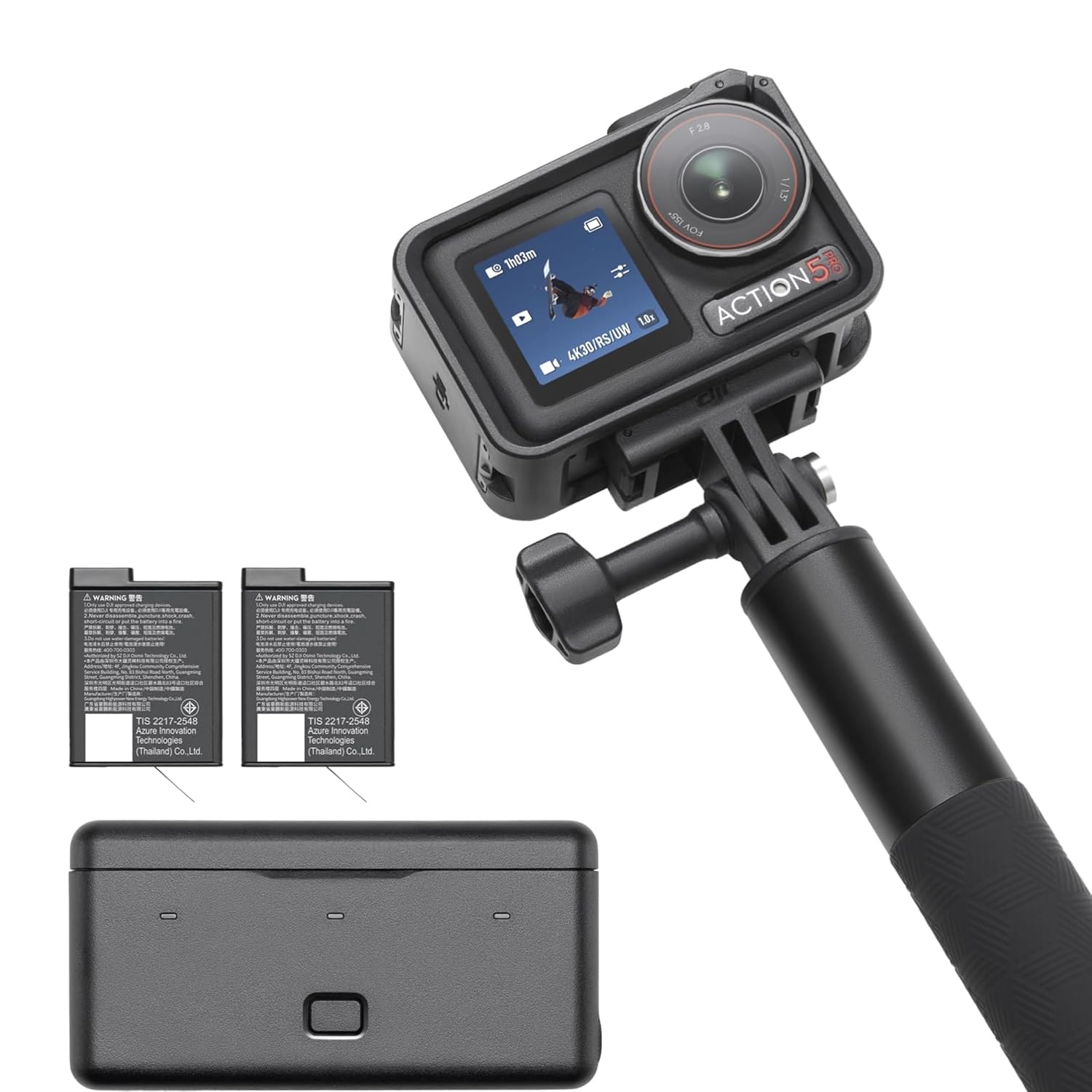DJI Action 2 Dual Screen Combo -12Mp Digital Zoom Action Camera with Front Touchscreen, 4K Recording Upto 120 Fps& 155° Fov, Portable& Wearable,10M Waterproof,Black