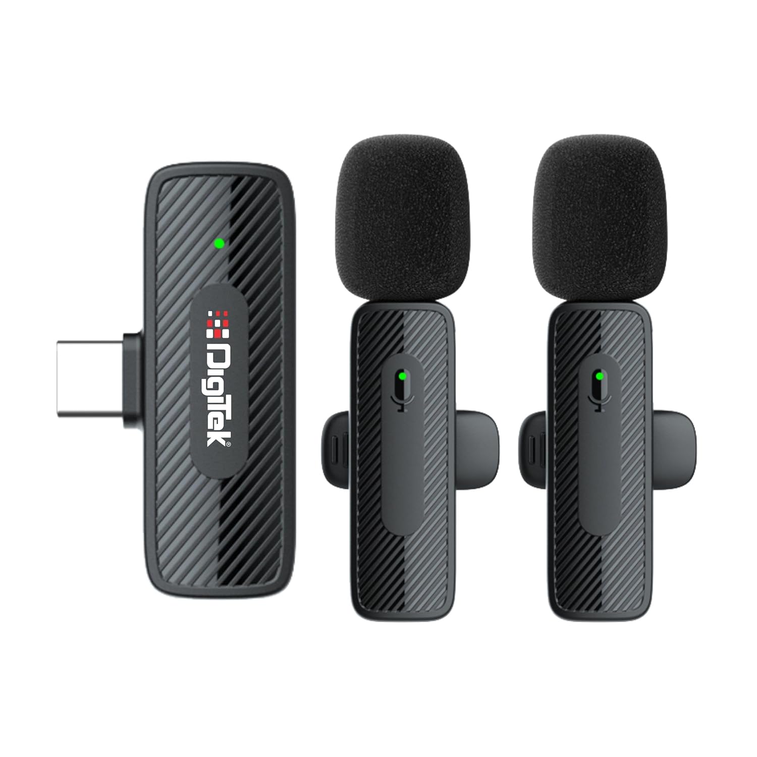 Digitek® (DWM-008 PRO Wireless Microphone & Receiver with Type-C Connector, 2X Mic System, 2.4GHz Frequency, 4Hr Battery, 20m Range, for Android Devices, Ideal for Voice Recording & Live Streaming