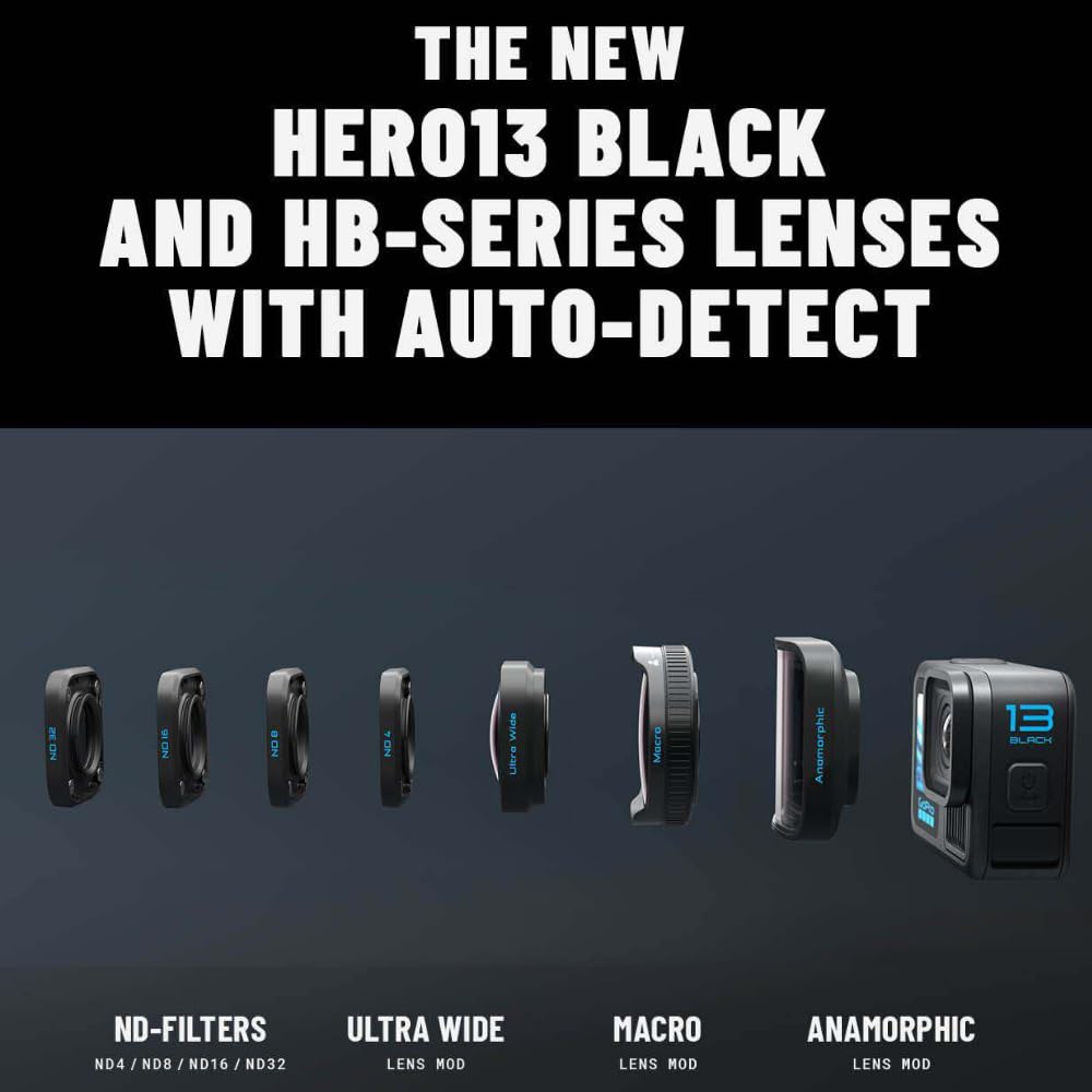 GoPro HERO13 Black - Waterproof Action Camera with 5.3K60 Video, 27MP Photo + Compatability with HB-Series Lenses (2-Yr India Warranty)