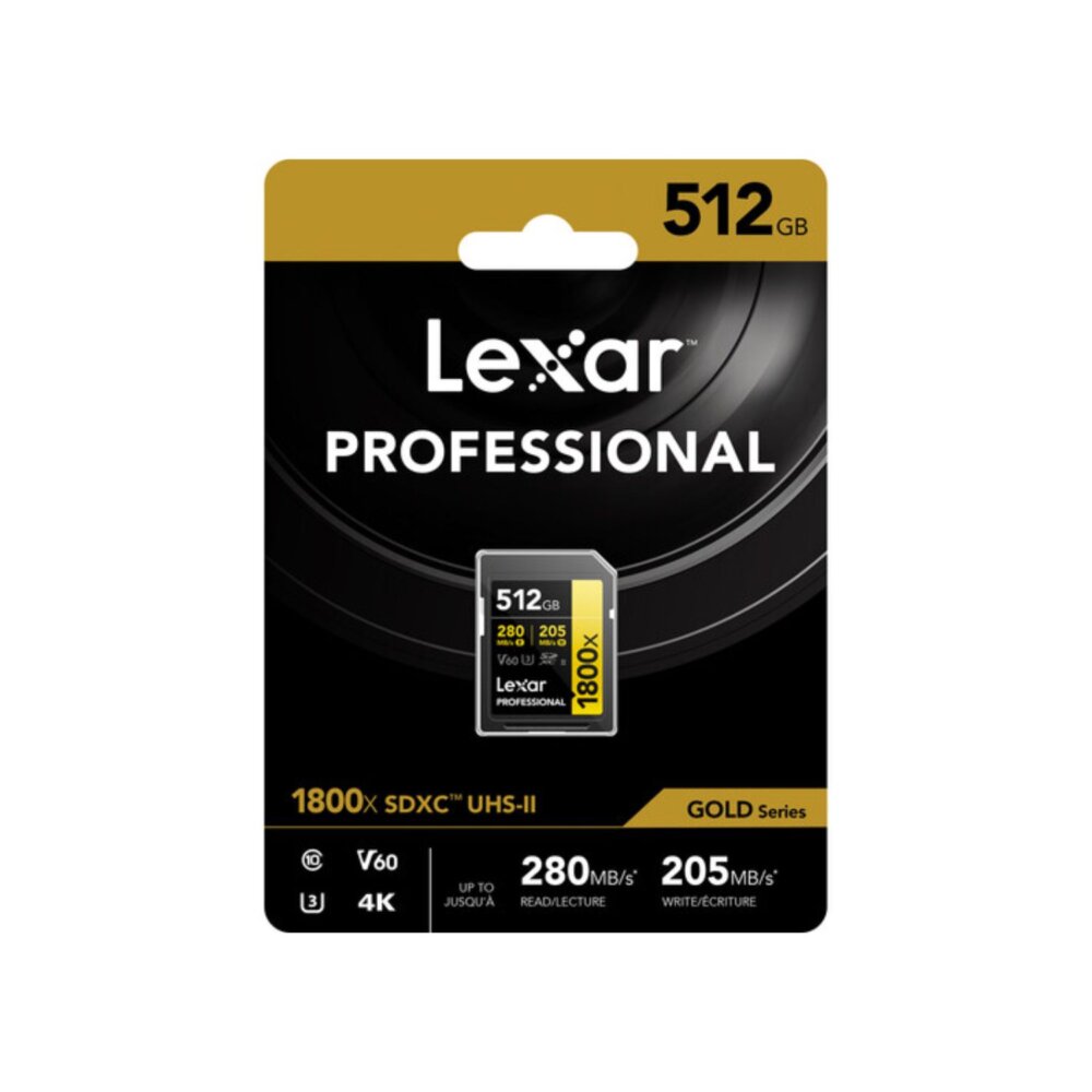 Lexar 512GB SDXC UHS-II V60 1800x Memory Card