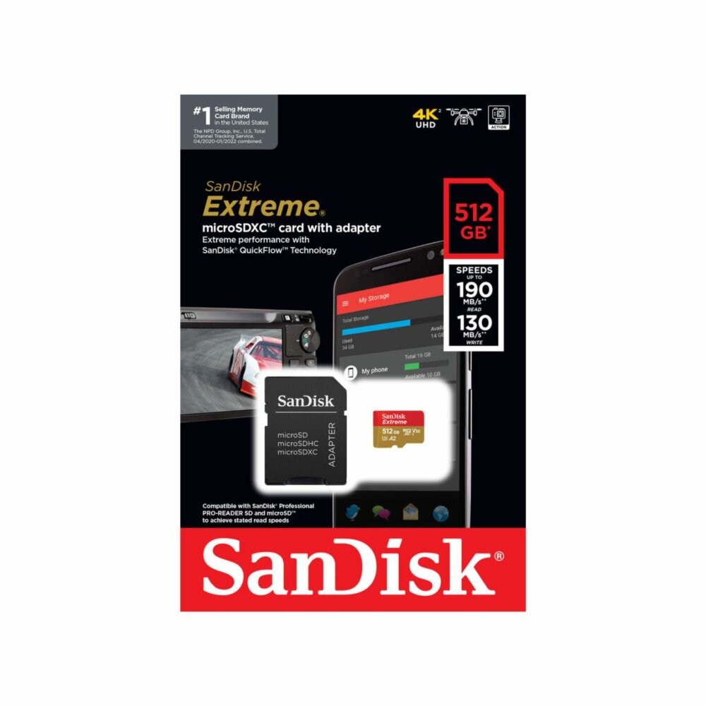 SanDisk 512GB MicroSD Extreme Memory Card (190mb/s)