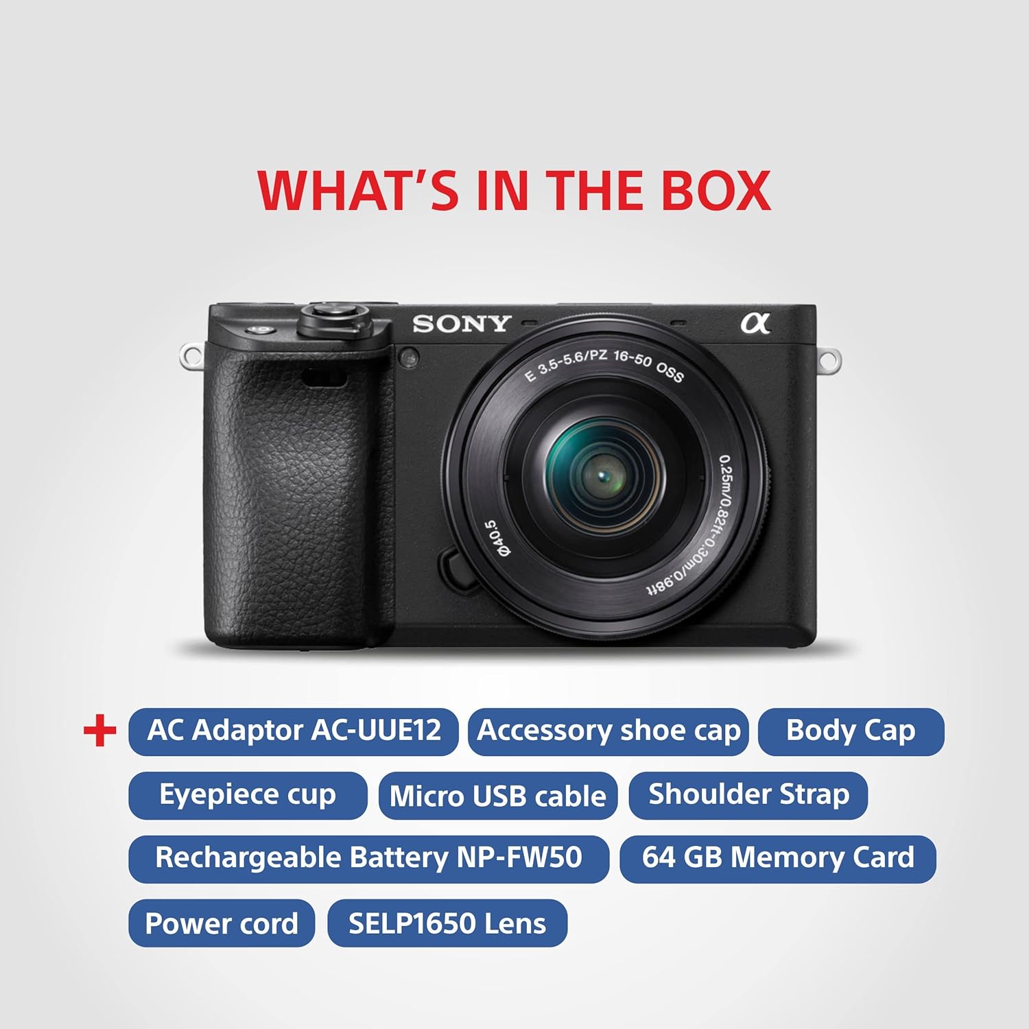 Sony Alpha ILCE-6400L 24.2MP Mirrorless Camera (Black) with 16-50mm Power Zoom Lens