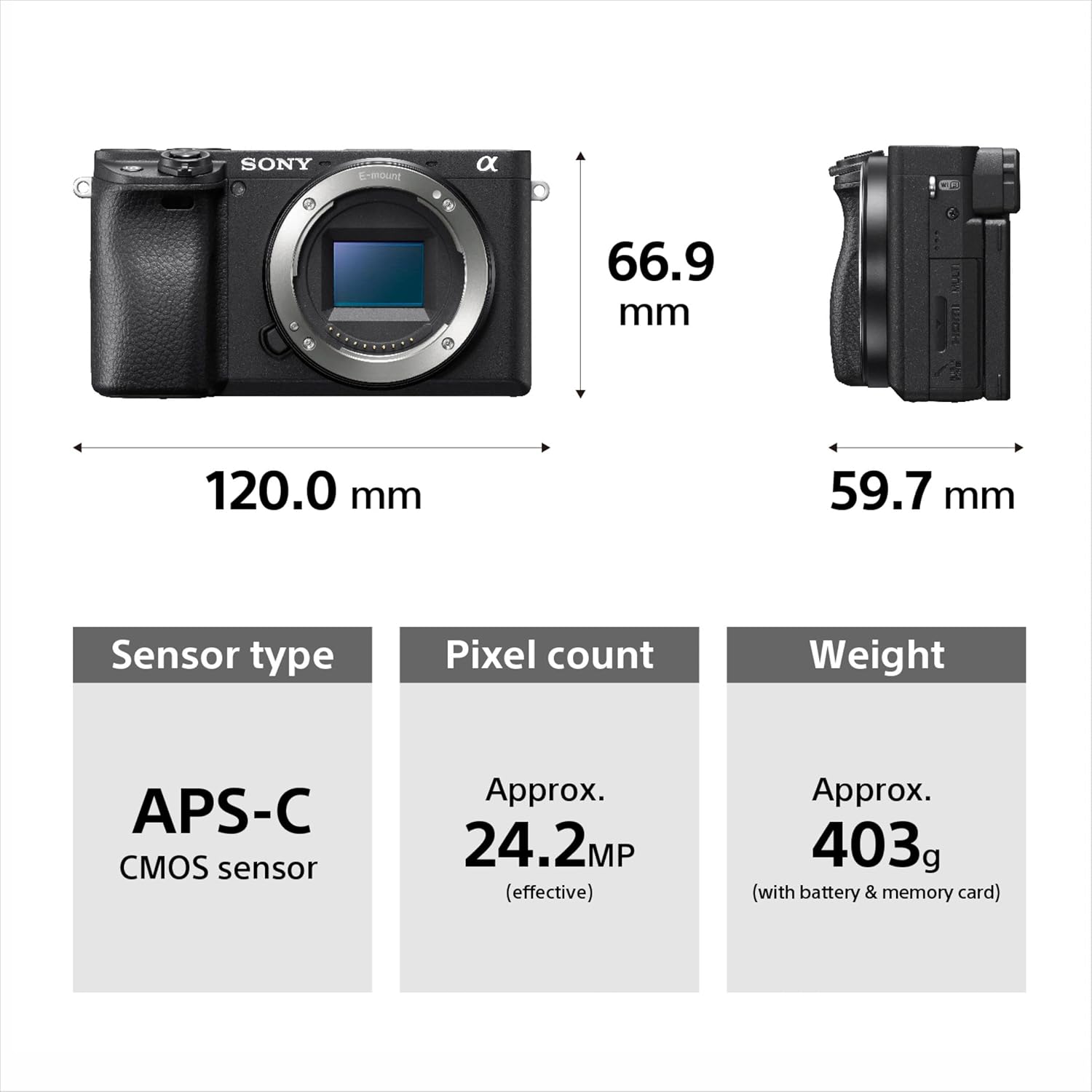 Sony Alpha Ilce-6400 24.2Mp Mirrorless Digital SLR 16 GB Camera Body