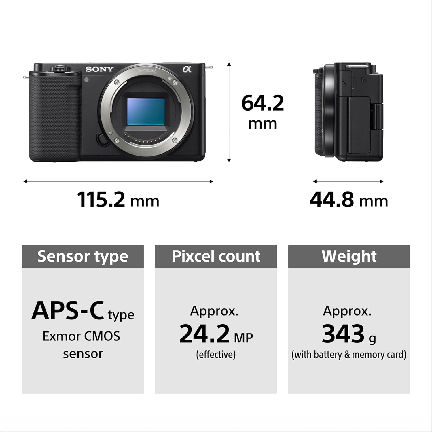 Sony Alpha ZV-E10 24.2 Mega Pixel Interchangeable-Lens Mirrorless vlog Camera, Made for Creators(Body Only)