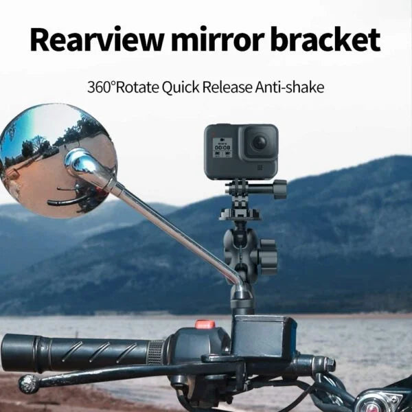 Motorcycle Rear View Mirror Clamp Mount with Quick Release Adapter