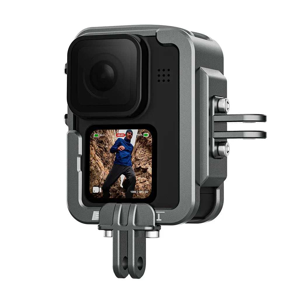 Aluminum house cage vertical type for GoPro Hero 12 11 10 9 suitable with Max lens and lens filter add a exta adaptor